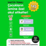 Etiketim Kaktüs Temalı Isme Özel Okul Etiketi