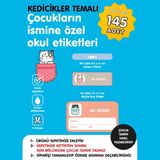 Etiketim Kedicikler Temalı Isme Özel Okul Etiketi
