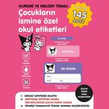 Etiketim Kuromi ve Melodi Temalı Isme Özel Okul Etiketi