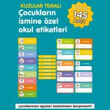 Etiketim Kuzular Temalı Isme Özel Okul Etiketi