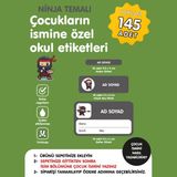 Etiketim Ninja Temalı Isme Özel Okul Etiketi