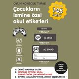Etiketim Oyun Konsolu Temalı Isme Özel Okul Etiketi