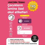 Etiketim Unicorn Temalı Isme Özel Okul Etiketi