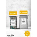 Etiketli 2li Strip Mega Boy Toz Ve Tablet Deterjan Saklama Kutusu 1x 3,5 Litre + 5,5 Litre Gri