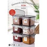 Etiketli 6'lı Antrasit Ekonomik Kırılmaz Saklama Kabı Seti 6x0,5 Lt. - 10 x 15 cm