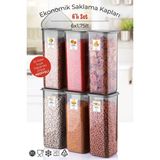 Etiketli 6'lı Antrasit Ekonomik Kırılmaz Saklama Kabı Seti 6x1,75 Lt. - 10 x 15 cm