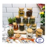Etiketli, Bambu Kapaklı Ve Kaşıklı 12'li Lüx Baharat Takımı 300ml