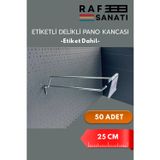 Etiketli Delikli Pano Kancası 25 CM | 50 ADET | Tel Askı Kancası | Delikli Panel Raf Askısı | Fon Kancası Etiketli