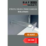 Etiketli Delikli Pano Kancası 30 CM | 10 ADET | Tel Askı Kancası | Delikli Panel Raf Askısı | Fon Kancası Etiketli