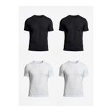 Etikmen 4'lü Premium %100 Organik Pamuk Basic Slimfit Beyaz-Beyaz-Siyah-Siyah Erkek Tişört