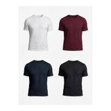 Etikmen 4'lü Premium %100 Organik Pamuk Basic Slimfit Beyaz-Siyah-Siyah-Siyah Erkek Tişört