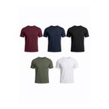 Etikmen 5'li Premium %100 Organik Pamuk Basic Slimfit Beyaz-Haki-Siyah-Lacivert-Bordo Erkek Tişört
