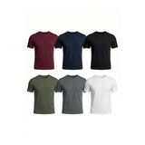 Etikmen 6'lı Premium %100 Organik Pamuk Basic Slimfit Beyaz-Haki-Siyah-Lacivert-Bordo-Füme Erkek Tişört