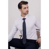 Etikmen Beyaz Armür & Lacivert Çizgi Desen Hediye Kutulu Gömlek Kravat Seti - XL