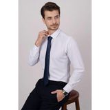 Etikmen Beyaz Armür & Lacivert Düz Hediye Kutulu Gömlek Kravat Seti - 2XL