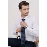 Etikmen Beyaz Armür & Lacivert Turuncu Desen Hediye Kutulu Gömlek Kravat Seti - 2XL