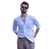 Etikmen Beyaz Keten Apaj Yaka Relax Fit Hediye Kutulu Erkek Gömlek XXL