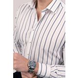 Etikmen Beyaz Lacivert Çizgili Slimfit Hediye Kutulu Erkek Gömlek M Beyaz Lacivert Çizgili