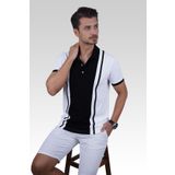 Etikmen Beyaz Siyah Çift Renkli Erkek Polo Yaka Tişört