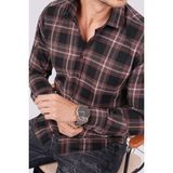 Etikmen Bordo Beyaz Çizgili Slimfit Oduncu Erkek Gömlek - Bordo - Beyaz