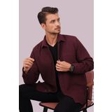Etikmen Bordo Düz Oversize Oduncu Hediye Kutulu Erkek Gömlek L
