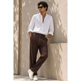 Etikmen Erkek Acı Kahverengi Relax Fit Bağcıklı Baggy Pantolon - XL