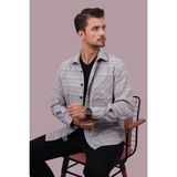 Etikmen Gri Hasır Desenli Oversize Oduncu Erkek Gömlek - 2XL