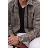 Etikmen Kahverengi Hasır Desenli Oversize Erkek Gömlek - 2XL