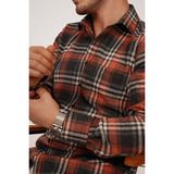 Etikmen Kiremit Çizgili Slimfit Oduncu Erkek Gömlek - 2XL