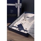Etikmen Krem Baklava Desenli Slimfit Hediye Kutulu Erkek Gömlek