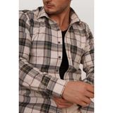 Etikmen Krem Yeşil Desenli Slimfit Oduncu Erkek Gömlek - XL