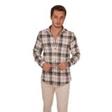 Etikmen Krem Yeşil Desenli Slimfit Oduncu Hediye Kutulu Erkek Gömlek XXL