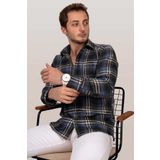Etikmen Lacivert Beyaz Oduncu Slimfit Erkek Gömlek
