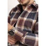 Etikmen Lacivert Bordo Desenli Slimfit Oduncu Erkek Gömlek