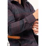 Etikmen Lacivert Kırmızı Çizgili Slimfit Oduncu Erkek Gömlek - 2XL
