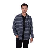 Etikmen Mavi Beyaz Çizgili Oversize Hediye Kutulu Erkek Gömlek S