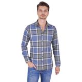 Etikmen Mavi Gri Kareli Slimfit Oduncu Hediye Kutulu Erkek Gömlek M