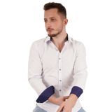 Etikmen Mavi Noktalı Beyaz Hediye Kutulu Erkek Gömlek XL