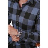 Etikmen Mavi Siyah Dama Desenli Slimfit Oduncu Erkek Gömlek