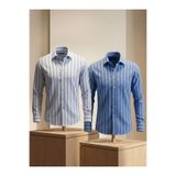 Etikmen Modern Stil Slim Fit Çizgili Erkek Gömlek 2’li Set