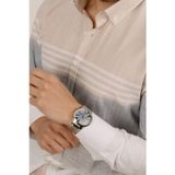 Etikmen Panolu Bej Gri Çizgili Keten Slimfit Erkek Gömlek