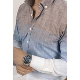 Etikmen Panolu Kahve Mavi Geçişli Keten Slimfit Erkek Gömlek