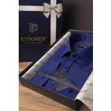 Etikmen Parliament Mavisi Saten Slimfit Hediye Kutulu Erkek Gömlek