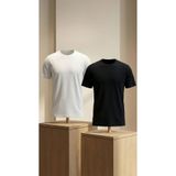Etikmen Premium %100 Organik Pamuk 2'li Beyaz-Siyah Basic Slimfit Erkek Tişört