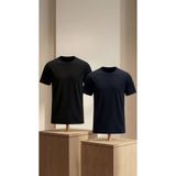 Etikmen Premium %100 Organik Pamuk 2'li Siyah-Lacivert Basic Slimfit Erkek Tişört
