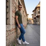 Etikmen Premium %100 Organik Pamuk Basic Slimfit Haki Erkek Tişört - XL