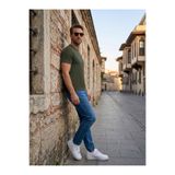 Etikmen Premium %100 Organik Pamuk Basic Slimfit Haki Erkek Tişört