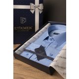 Etikmen Şeker Mavisi Saten Slimfit Hediye Kutulu Erkek Gömlek