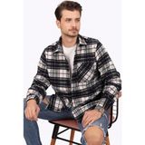 Etikmen Siyah Beyaz Geçişli Oversize Oduncu Erkek Gömlek - 2XL - Siyah - Beyaz