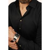 Etikmen Siyah Kahve Düğmeli Baklava Desen Slimfit Erkek Gömlek - 2XL